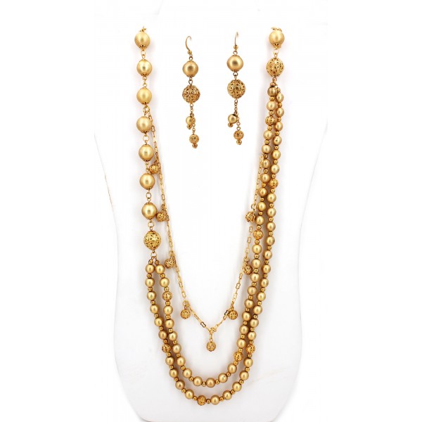 Multi Chain Gold Tone Balls NE+ER Set - NE-WNE429