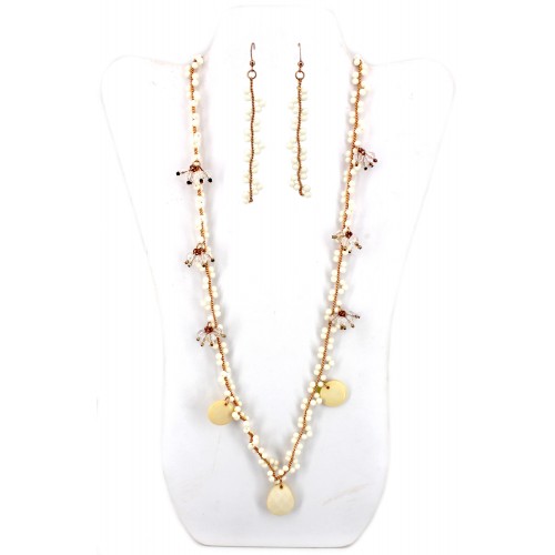 Necklaces Wholesale - Faux Ivory Beaded NE+ER Set