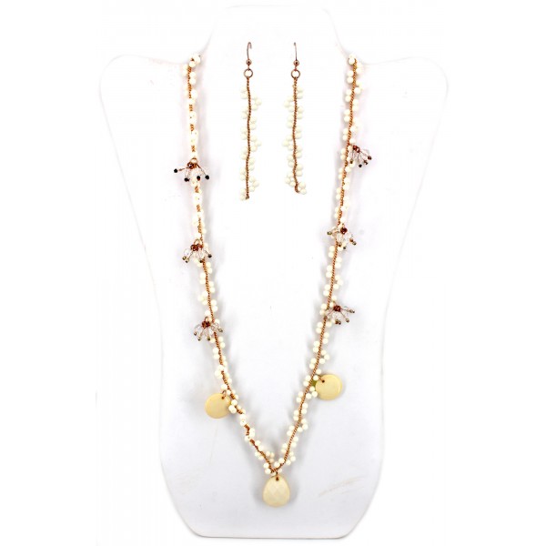 Faux Ivory Beaded NE+ER Set - NE-WNE533
