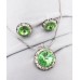 Roundelle Crystal Necklace & Post Earrings Set - Peridot - NE-40007S-PE