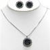 Roundelle Crystal Necklace & Post Earrings Set - Black - NE-40007S-JT
