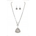 Western Style Casting Rhinestone Necklace & Earrings Set w/ Paved Triangle Charm - NE-OS00589ASCRY