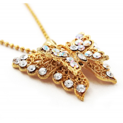 Animal - Butterfly - Two-Layer Butterfly Necklace - Gold - NE-N404GD