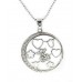 T-Bear w/ Circle Charm Crystals Necklace- Rhodium Plating - Clear - NE-N4204CL
