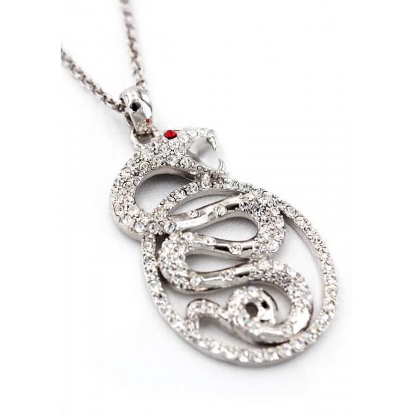Animal - Snake - Swarovski Crystal Snake w/ Clear Stone - NE-N4876CL