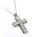 Rhinestone Cross Charm Necklace & Earring Set - NE-11574