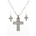 Rhinestone Cross Charm Necklace & Earring Set - NE-11574