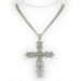 Rhinestone Cross Charm Necklaces - Clear - NE-JN0191CL