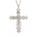 Multi Chains Rhinestone Cross Charm Necklaces - Clear - NE-JN0191CL