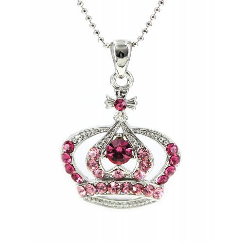 Swarovski Crystal Crown Charm - Medium Size - Pink - NE-N3329PK