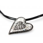 Rhinestone Heart Necklaces w/ Multi Cords - NE-ACQN4825SB
