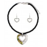 Abalone Heart Charm Necklace & Earring Set - NE-ACQS1142