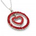 Loop & Heart Austrian Crystal Necklace - Red - NE-P1060RD