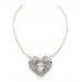 Necklace - Rhinestone Heart Charm w/CZ Necklace - Clear - NE-TJ026CL