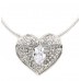 Necklace - Rhinestone Heart Charm w/CZ Necklace - Clear - NE-TJ026CL