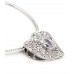 Necklace - Rhinestone Heart Charm w/CZ Necklace - Clear - NE-TJ026CL