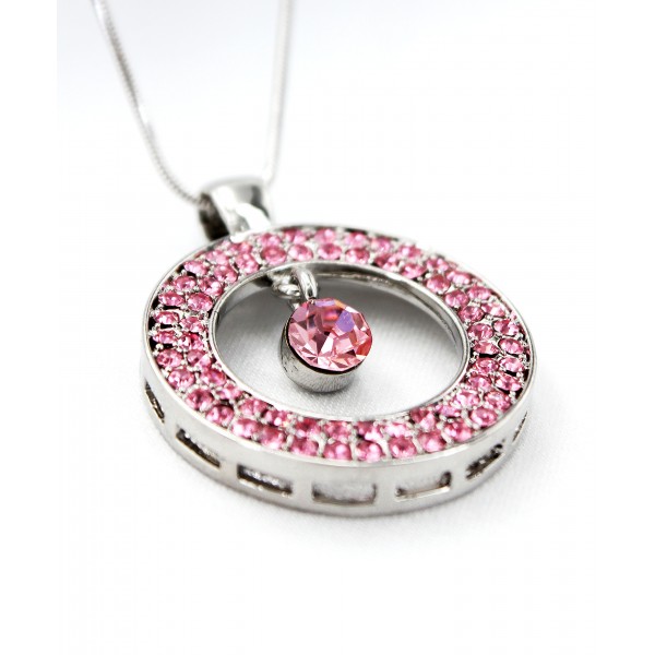 Swarovski Crystal Necklace/ Loop - Pink - NE-2058PK