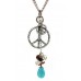Multi Peace Signs Necklace w/ TQ Blue Stone - NE-ACQN4797