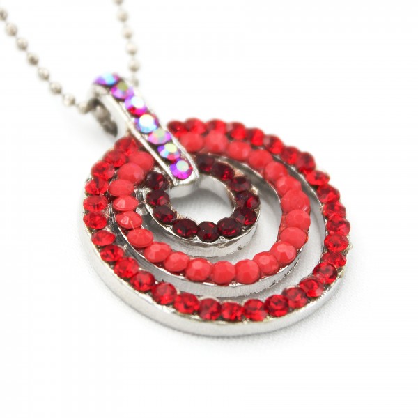 Triple Loops Austrian Crystal Necklace - Red - NE-P1063RD