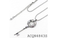 30" Key Charm Necklace w/ AB Crystal - NE-ACQN4843S