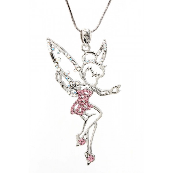 Crystal Necklaces - Tinker Bell Charm - Pink - NE-N3090PK