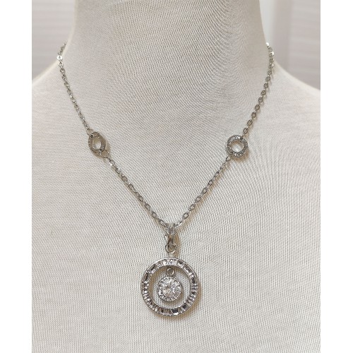 Swarovski Crystal O Ring Charm Necklace - Clear - NE-N37630CL