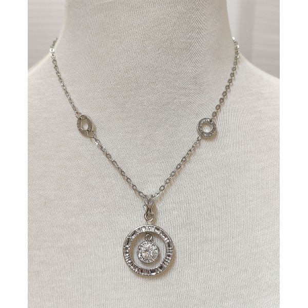 Swarovski Crystal O Ring Charm Necklace - Clear - NE-N37630CL