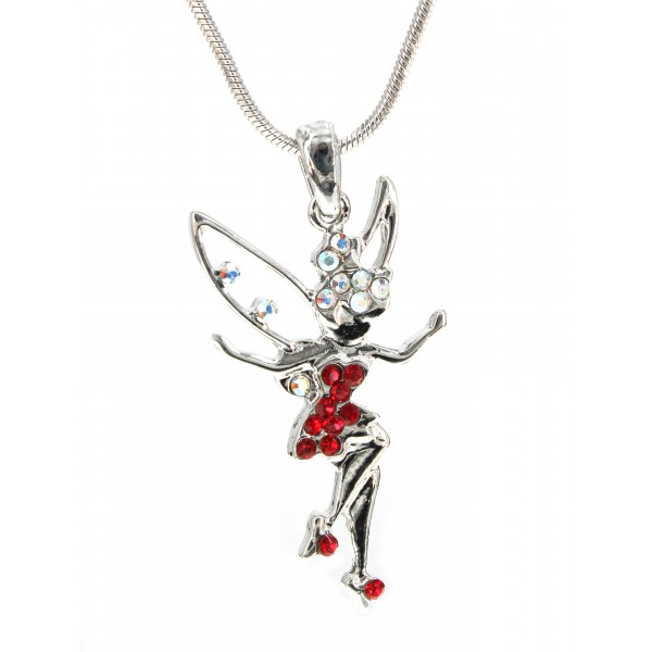 Crystal Necklaces -Tinker Bell Charm - Red - E-N6316RD
