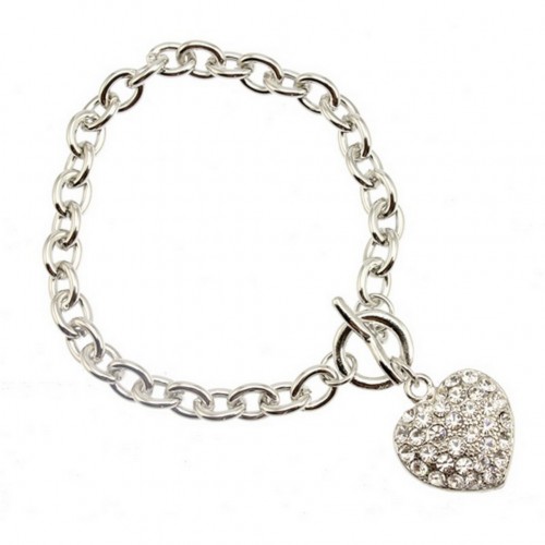 R/H Bubble Heart Charm Pink Bracelet - BR-JJB2678CL