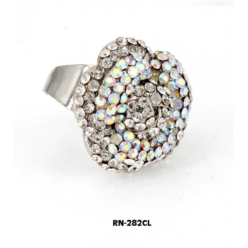 Austrian Crystal Flower Ring  - Clear Color - RN-282CL