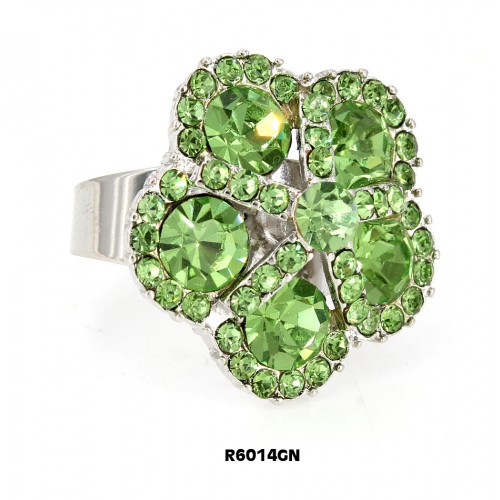 Austrian Crystal Flower Ring  - Green Color - RN-R6014GN