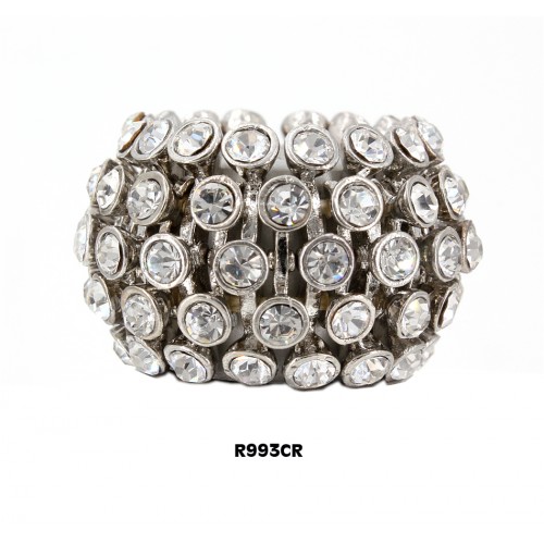 Finger Rings w/ Rhinestones, Strtchable, Clear Color - RN-R993CR