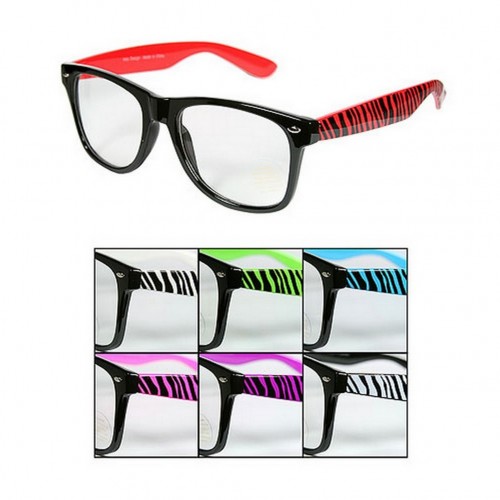 Sunglasses - MISC Group - Zebra Print Sunglasses- Clear Lens w/ Asst. Color frame - GL-IN2424