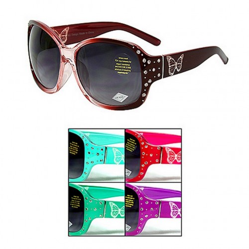 Sunglasses - Spring Collection - 12 PCS Butterfly w/ Rhinestones - GL-IN4088