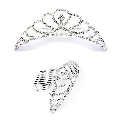 Tiara w/ Side Comb - Clear Crystal Stones - CB-T3246