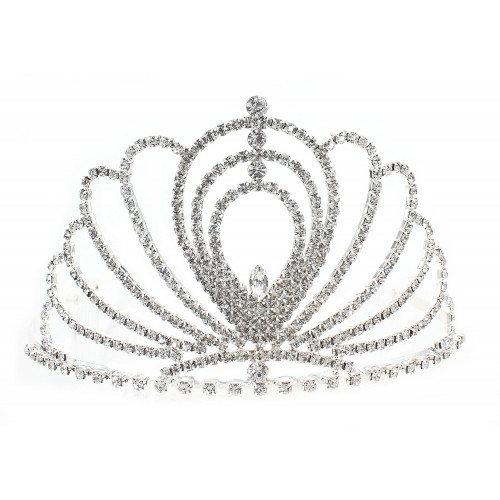 Tiara w/ Side Comb - Clear Crystal Stones - TA-60184