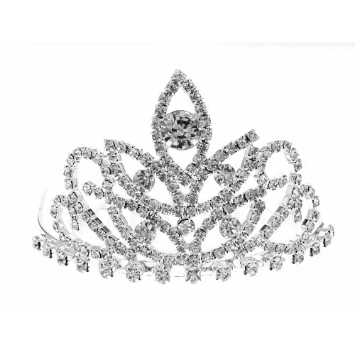Small Tiara w/ Comb - Clear Crystal Stones - TA-60580CR-S