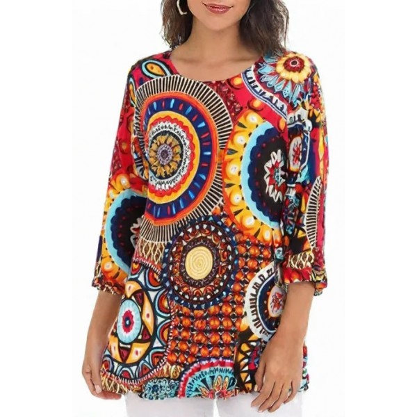 Merrow Top with 3/4 Sleeve, Art Print - ATP-MT9502