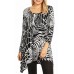Tunic Top Round Neck 3/4 Sleeves, Zebra/Giraffe Print – Black & White - ATP-TT8707