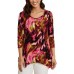 Tunic Top Round Neck 3/4 Sleeves, Art Print – Pink & Brown - ATP-TT8709