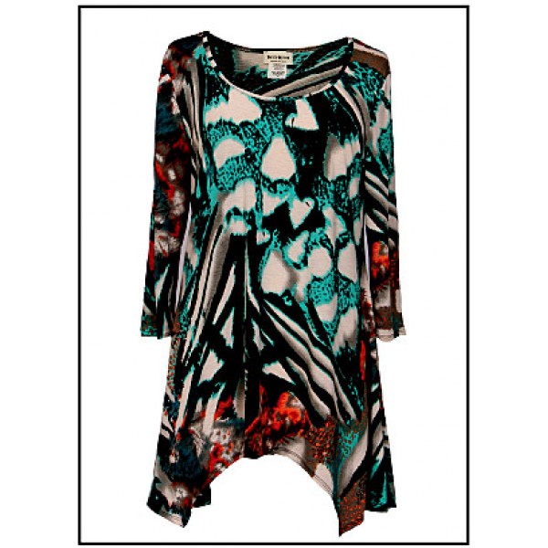 Tunics Tops with 3/4 Sleeves, Abstract Print – Multi - ATP-TT8714