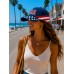 Baseball Caps - Cotton Twill Washed USA Flag Cap - HT-7642C