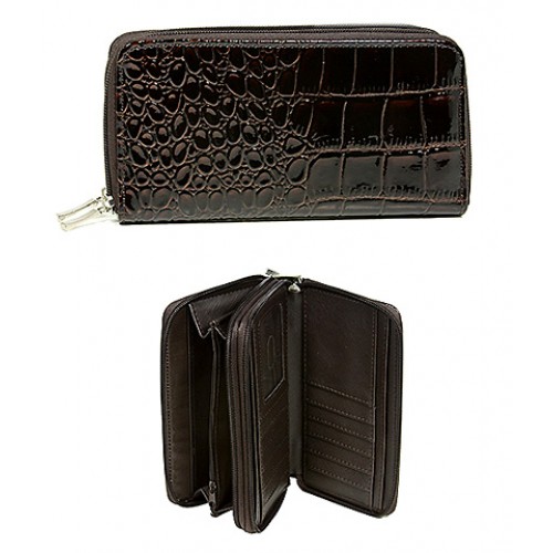 Wallet - Croc Embossed Organizer - Black -WL-AL3098BN