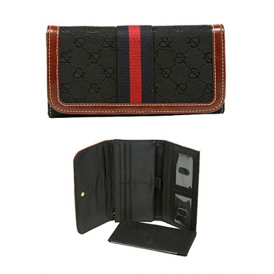Wallet - Jacquard Monogram Check Book Wallet - Black  -WL-AND008BK