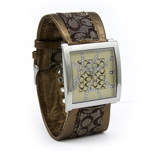 Lady Watch - Monogram Soft Band w/ Rhinestone Numbers - Brown - WT-G933C-BN 