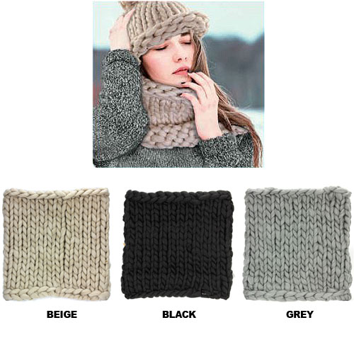 Scarf - Jumbo Cable Knitted Neck Warmer - SF-NK42