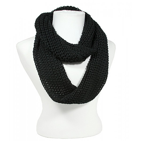 Scarf - Infinity Knitted Scarf - Black - SF-S1295A-BK
