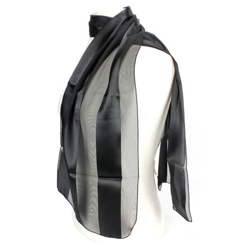 Scarf - Satin Solid - Stripes - Black - SF-AO001BK