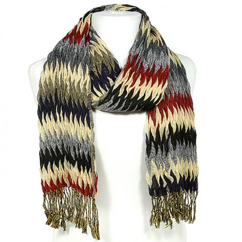 Scarf - Fabric -Scarf - Zigzag Print Scarf - Red - SF-SF2506RD