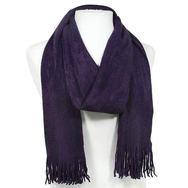 Scarf - Solid Color w/ Fringers - Purple - SF-VS0192PU